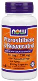 Now Foods Pterostilbene and Resveratrol 50 mg 250 mg Veg Capsules 60 Count