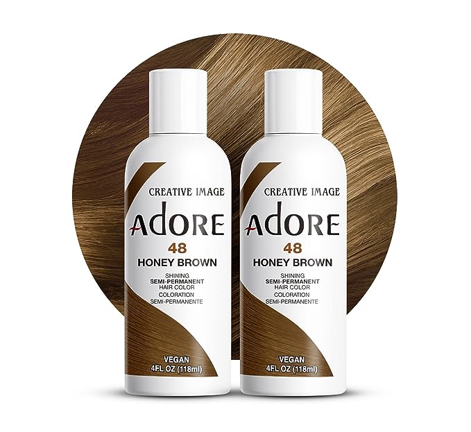 Adore Semi Permanent Hair Color - Vegan and Cruelty-Free Hair Dye - 4 Fl Oz - 048 Honey Brown (Pack of 2)