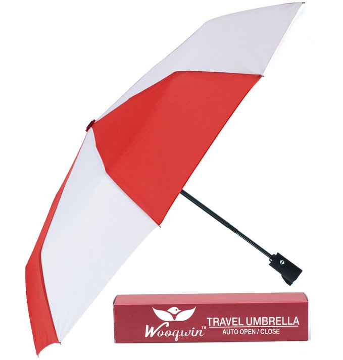 Woogwin Umbrella Compact Travel Windproof Golf Umbrella Sports Auto Openclose Rain Umbrella - Strong Frame Unbreakable - Colorful Portable Umbrella with Gift Box