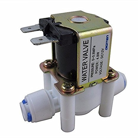 DIGITEN DC 12V 1/4" Inlet Feed Water Solenoid Valve Quick Connect N/C normally Closed no Water Pressure