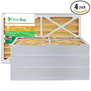 FilterBuy 14x25x4 MERV 11 Pleated AC Furnace Air Filter, (Pack of 4 Filters), 14x25x4 – Gold