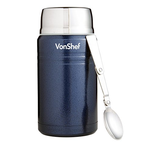 VonShef Stainless Steel Flask 750ml Capacity Multi Function for Food or Drink - Free 2 Year Warranty