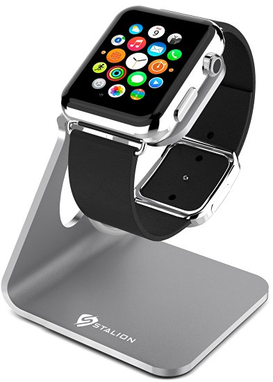 Apple Watch Stand: Stalion® Desktop Charging Dock Station for Apple Watch Sport Edition (Space Gray) Aluminum Body Universal Cradle Holder for Apple iWatch 38mm / 42mm