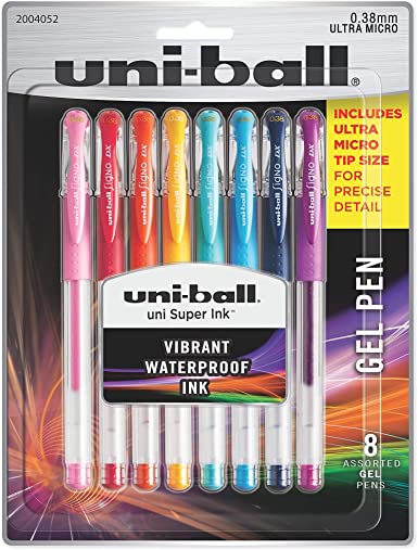 2004052 Gel Pens, Ultra Micro Point (0.38mm), Assorted Colors, 8 Count (New Version)