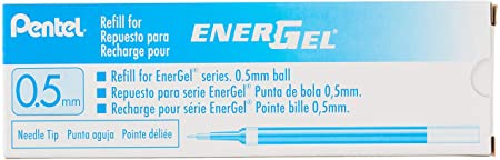 Pentel Refill Ink for EnerGel Pen Needle Tip, Fine, 12 Pack, 0.5mm, Sky Blue (LRN5-S)