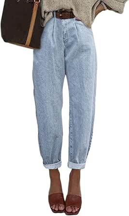 EVALESS High Waisted Baggy Cargo Jeans for Women Casual Loose Cropped Y2k Denim Pants