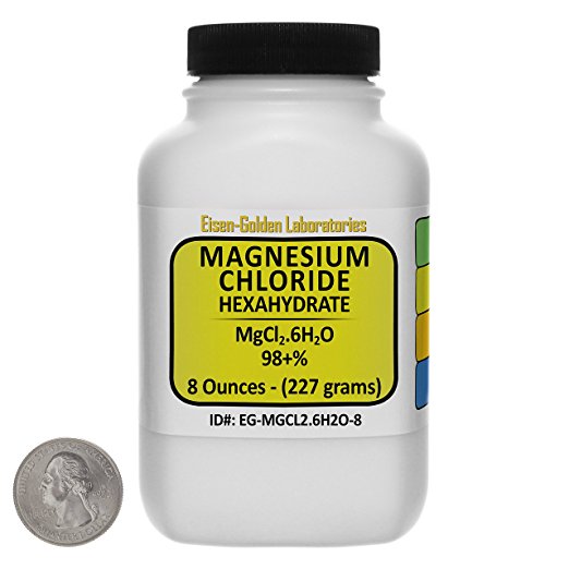 Magnesium Chloride [MgCl2.6H2O] 98+% AR Grade Flakes 8 Oz in a Space-Saver Bottle USA