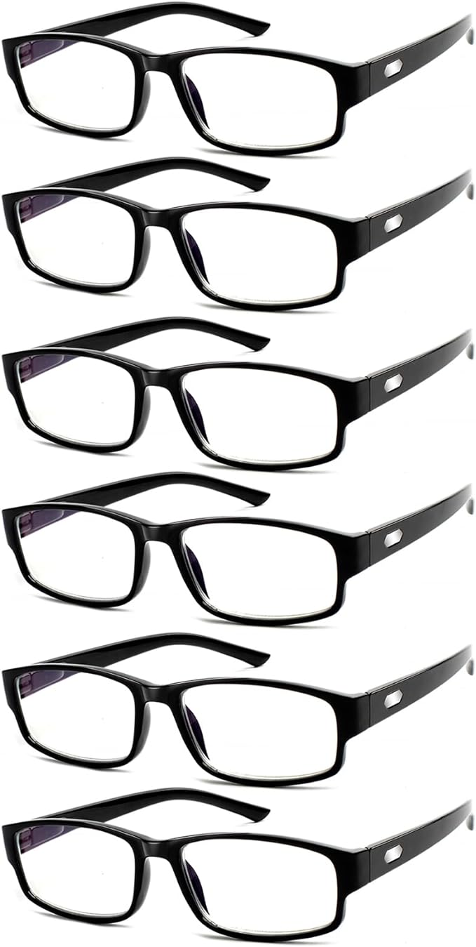 Kerecsen 6 Pack Reading Glasses for Men Women,with Spring Hinges,Blue Light Blocking Readers