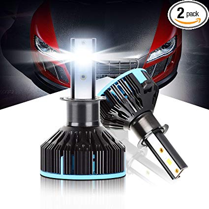 LED Headlight Bulbs H3 All-in-one Conversion Kit High/Low Beam Extremely Bright 6500K Cool White 10000 Lumens Plug&Play LED HeadLamps by Max5, 2-Years Warranty