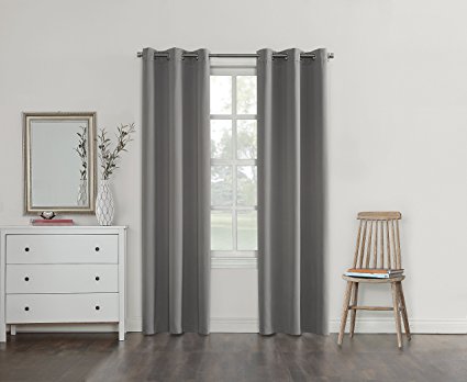 Sun Zero Campus Fleece Insulated Reversible Blackout Curtain Panel, 40" x 84", Gray