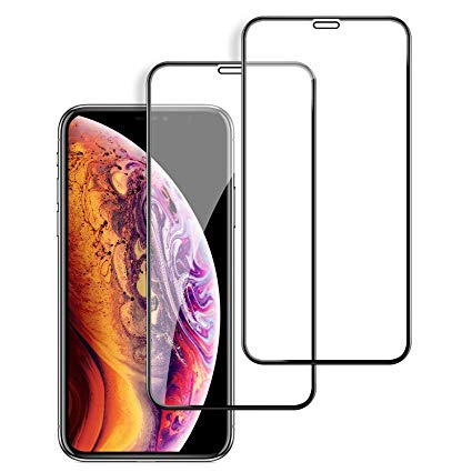 Zayooe Tempered Glass Screen Protector Compatible for iPhone XS / X (2 Pack), 9D Full Coverage, Anti Scratch and Fingerprint, Bubble Free