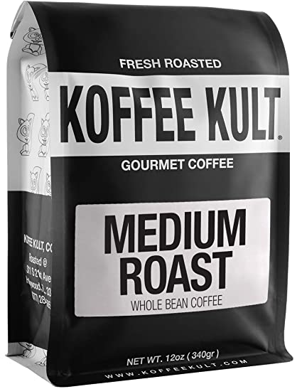 Koffee Kult Medium Roast Coffee Beans - Highest Quality Delicious Coffee - Whole Bean and Ground Coffee - Fresh Roasted Gourmet Aromatic Artisan Blend é (Whole Bean, 12oz)