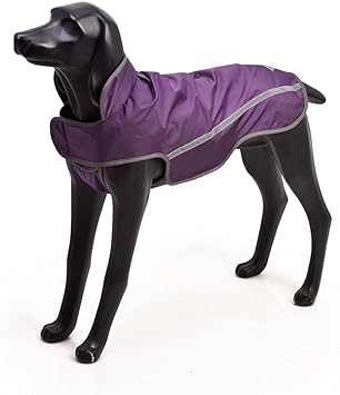 BlackDoggy Dogs Full Coverage Waterproof Raincoat Jacket with Breathable Material and Reflective Stripes (XXX-Large, Purple)