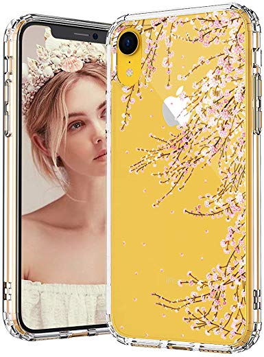 MOSNOVO iPhone XR Case, Clear iPhone XR Case, Cherry Blossom Floral Flower Pattern Clear Design Transparent Plastic Hard Back Case with Soft TPU Bumper Protective Case Cover for Apple iPhone XR