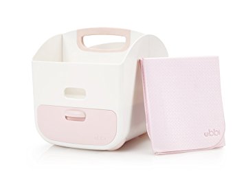 Ubbi Portable Diaper Changing Station   Diaper Storage Caddy Organizer with Changing Mat: Easily stores Baby Diapers, Wipes   Baby Accessories - Light Pink