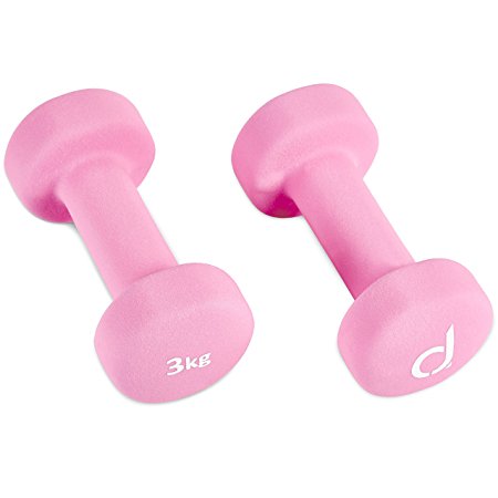 Andrew James 3kg Hand Weights Pair, Unisex Dumbbell Set, Green, Sweat Resistant PVC Coating for Home Work Outs and Weight Training