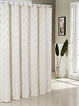 Duck River Textiles Geometric Behrakis Jacquard Shower Curtain, Ivory
