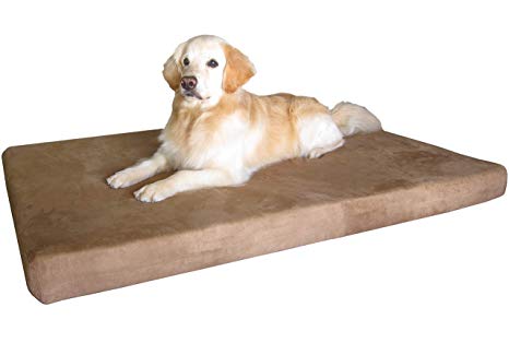 Dogbed4less XXLarge Memory Foam Dog Bed with Durable Suede Cover and Waterproof Internal Liner   Extra 2nd Replacement Pet Bed Case, 55X37X4 Inch, Brown