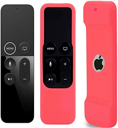 Case Compatible with Apple TV 4K/ 4th Gen Remote Light Weight Anti-Slip Shock Proof Silicone Cover for Controller for Apple TV Siri Remote - Pink