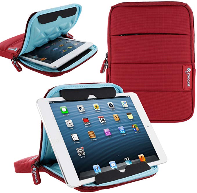 rooCASE 7 Inch Tablet Sleeve Case, Water Resistant Drop Protection Bag Case with Stand (Red) for iPad Mini, Fire HD 7 HD 6 / HDX 7, Galaxy Tab 7.0 8.0 / Tab S 8.4 S2 8.0, Nexus 7 2013