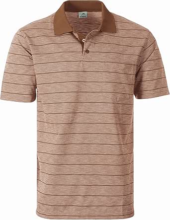 Gioberti Mens Regular Fit Yarn Dye Striped Short Sleeve Polo Shirt with Pocket