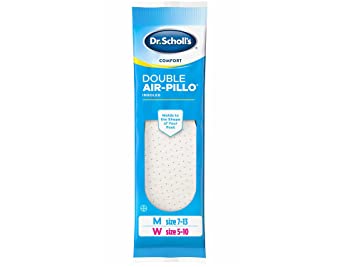 Dr. Scholl's Double Air-Pillo Custom Comfort Insoles 1 Pair Packet, Unisex Mens size 7-13, Womens size 5-10