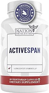 ActiveSpan- Longevity Formula Supplement with Ashwagandha, Cat’s Claw, Astragalus - Telomere Lengthening Supplements - Stem Cell Regeneration, 60 Capsules