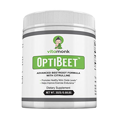 OptiBeet™ - Powerful Beet Root Extract with L-Citrulline Endurance Booster - Natural Red Beetroot Powder Preworkout Fuel - Best Nitric Oxide Enhancer Supplement - Powdered Nitrate Supplements Drink