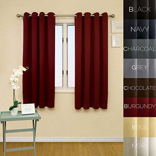 Prestige Home Fashion Thermal Insulated Blackout Curtain - Antique Bronze Grommet Top - Burgundy - 52"W x 63"L, 1 Panel