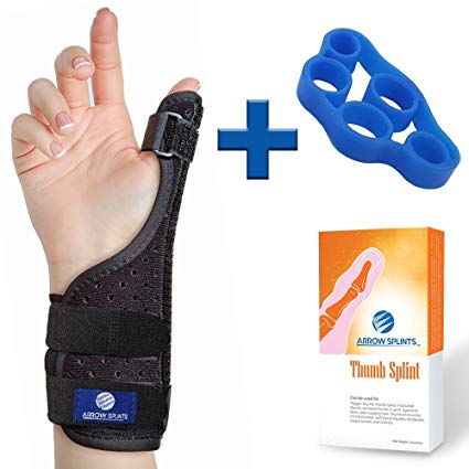 Thumb Brace for Arthritis, Trigger Thumb, Carpal Tunnel, Thumb Stabilizer, Tendonitis, CMC - Thumb Spica Splint is Reversible to fit Right & Left Hand Thumb Splint   Thumb Strengthening Exerciser