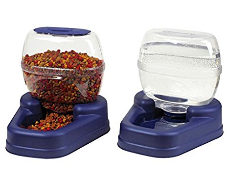 Automatic Pet Food Drink Dispenser Dog Cat Feeder Water Bowl Dish Large Combo