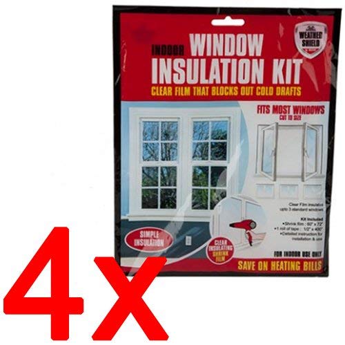 4 X Window Insulation KIT Shrink FIT Double Glazing Film Draught EXCLUDER Cold