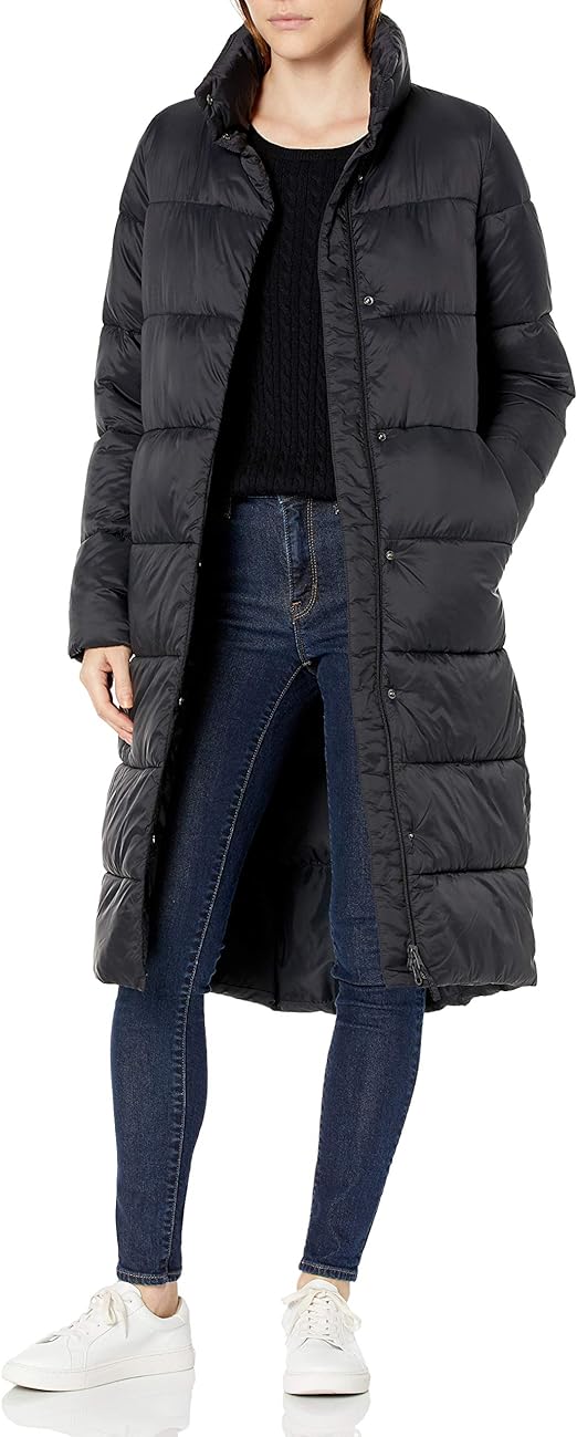 Amazon Essentials womens Lightweight Water-Resistant Longer Length Cocoon Puffer Coat Down Alternative Coat