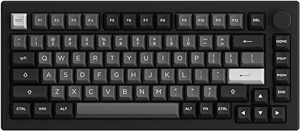 Akko 5075B Plus Mechanical Keyboard 75% Percent RGB Hot-swappable Keyboard with Knob, Black & Silver Theme with PBT Double Shot ASA Profile Keycaps V3 Cream Yellow Pro Switch