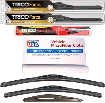 Premium Beam Wipers for 2015 BMW X5 Set w/Rear Trico Force Beam Blades Wipers Set Bundled with MicroFiber Interior Car Cloth