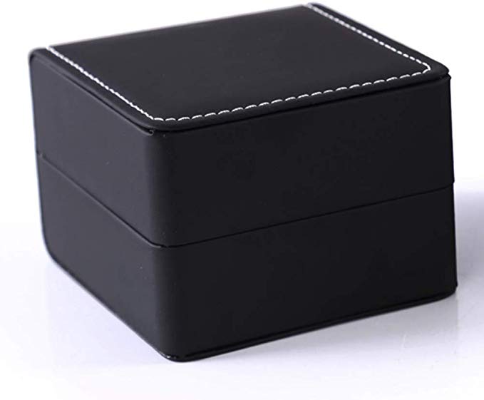 Teensery Single Slot Watch Box PU Leather Wristwatch Display Case Portable Organizer for Men Women Traveling Gift Bracelet Watch Jewelry Box,Black