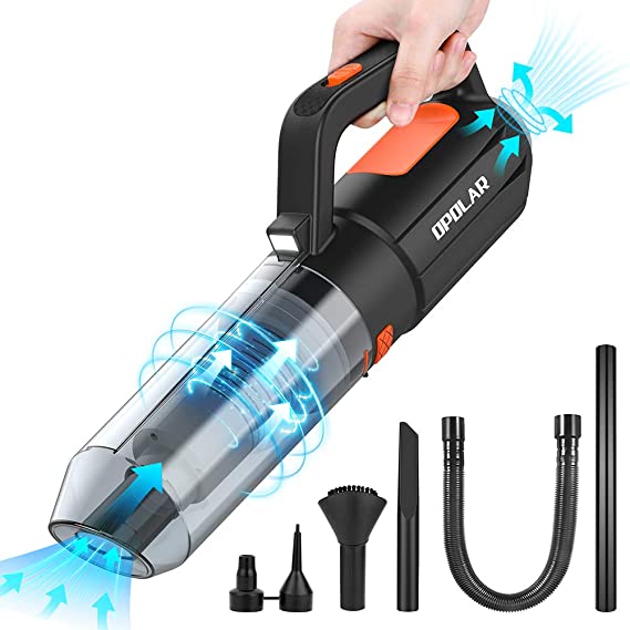 OPOLAR Cordless Blower & Vacuum 2-in-1, Portable Mini Handheld Car Vehicle Vacuum Cleaner, Electric Compressed Air Duster Replaces One-time Canned Air Spray for Computer Keyboard, Rechargeable Battery