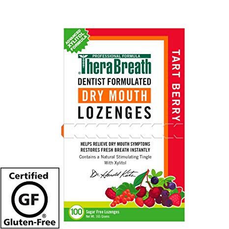 TheraBreath Dry Mouth Dentist Formulated Lozenges, Sugar Free, Tart Berry Flavor, 100 Count