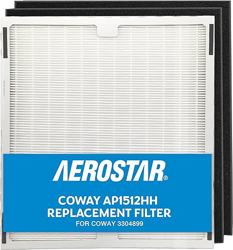 Aerostar HEPA Replacement Air Purifier Filter for Coway AP1512HH Mighty Air Purifier, Part # 3304899 (1 HEPA   2 Carbon Prefilters)