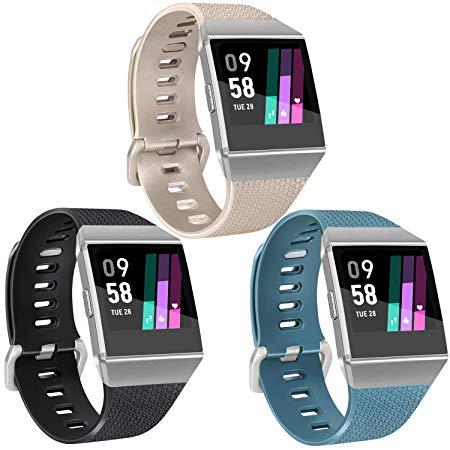 Vancle Sport Bands Compatible with Fitbit Ionic Bands for Women Men, Classic Wristbands Fitbit Ionic Accessories Straps for Fitbit Ionic Smart Watch, 3 Pack