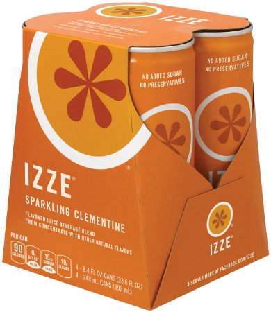 IZZE Fortified Sparkling Juice, Clementine (4 Count, 8.4 Fl Oz Each)