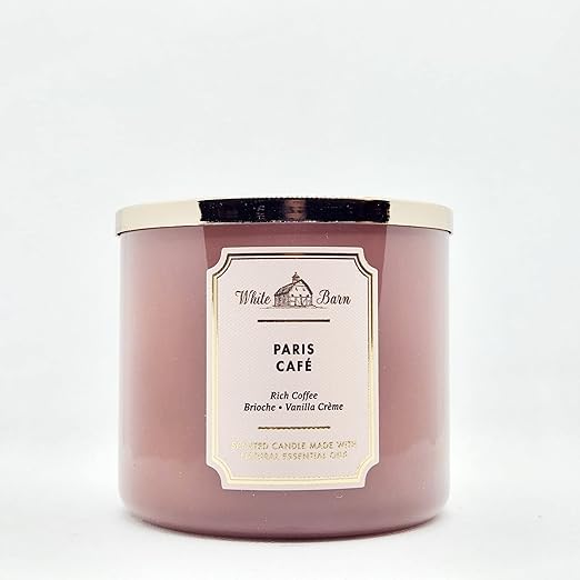 Bath and Body Works, White Barn 3-Wick Candle w/Essential Oils - 14.5 oz - 2021 Core Scents! (ParisCafe)