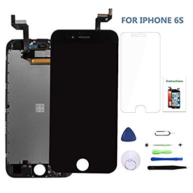 Screen Replacement for iPhone 6s Black LCD Display Touch Screen Digitizer Replacement Full Assembly with Repair Tool Kit (iPhone 6s, Black)