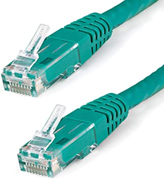 StarTech.com 10ft CAT6 Ethernet Cable - Green CAT 6 Gigabit Ethernet Wire -650MHz 100W PoE   RJ45 UTP Molded Category 6 Network/Patch Cord w/Strain Relief/Fluke Tested UL/TIA Certified (C6PATCH10GN)