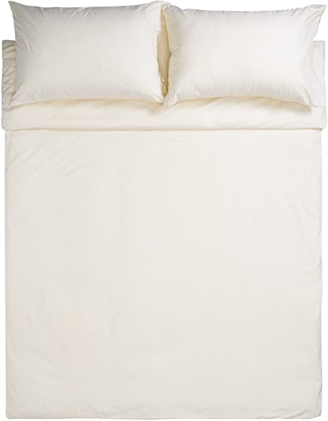 AmazonBasics Microfibre Duvet Cover Set, Double, Yellow Scallop