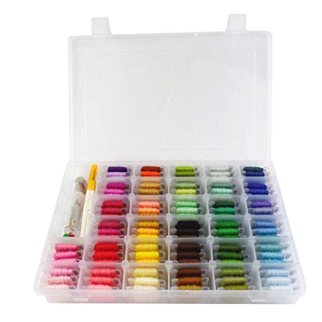 Embroidery Floss with Organizer Storage Box, 96 Colors Friendship Bracelet String Floss Cross Stitch Threads DIY Crafts Floss Embroidery Thread with Number Stickers Floss Bobbins Embroidery Tool Kits