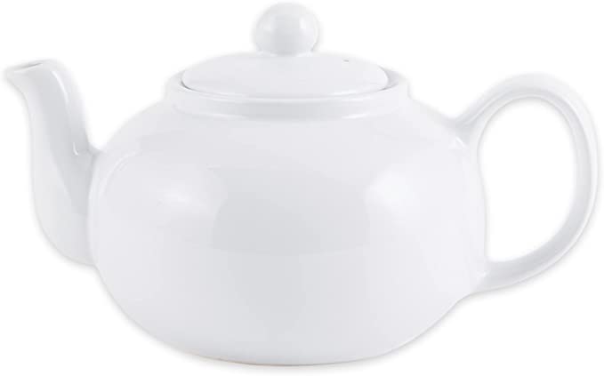 RSVP International Stoneware Teapot Collection, Microwave and Dishwasher Safe, 16 oz, White
