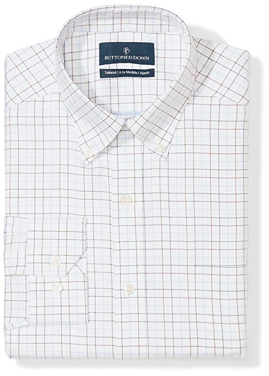 Amazon Brand - BUTTONED DOWN Men's Tailored Fit Check Non-Iron Dress Shirt