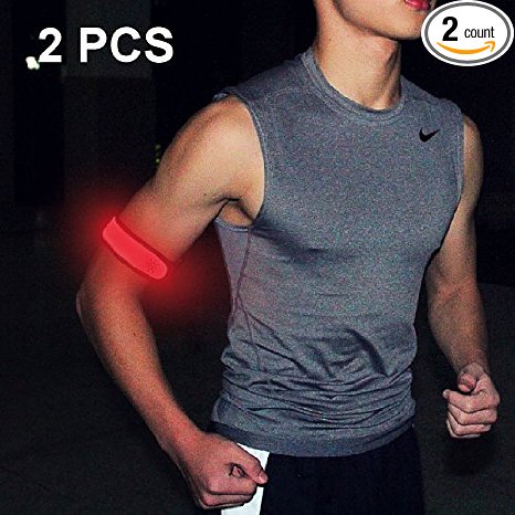 1 Pack for 2 PCS-Bseen LED armband, running armabnd, led bracelet glow in the dark--safety running gear.Use for all size.