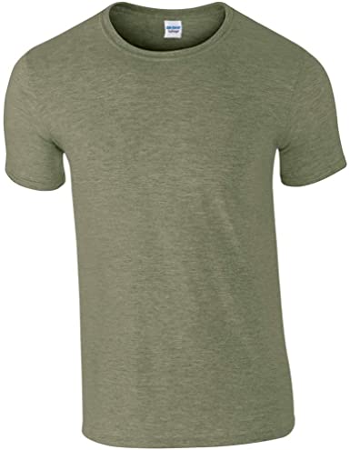 Gildan Men's Softstyle Ringspun T-shirt - Large - Heather Military Green